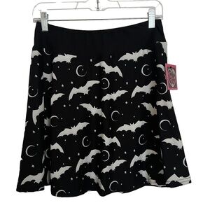 Too Fast Black Starry Moon Bats Mini Skater Skirt NWT Medium